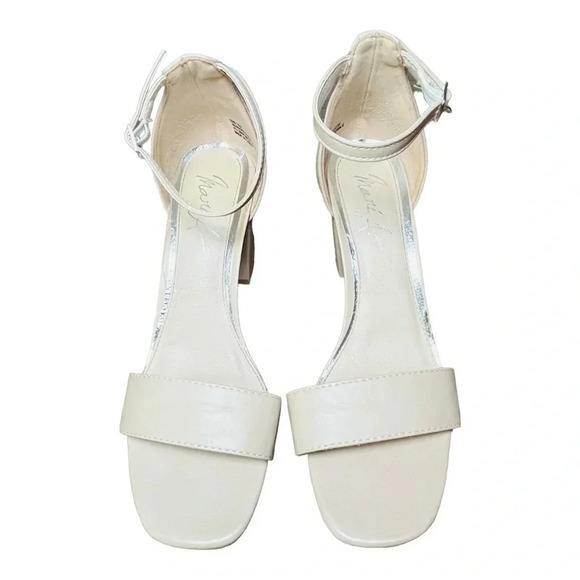 Mari A. Marsha Strappy Chunky Heel Nude‎ Sandals Ankle Strap Faux Leather Size 9 - Picture 4 of 8